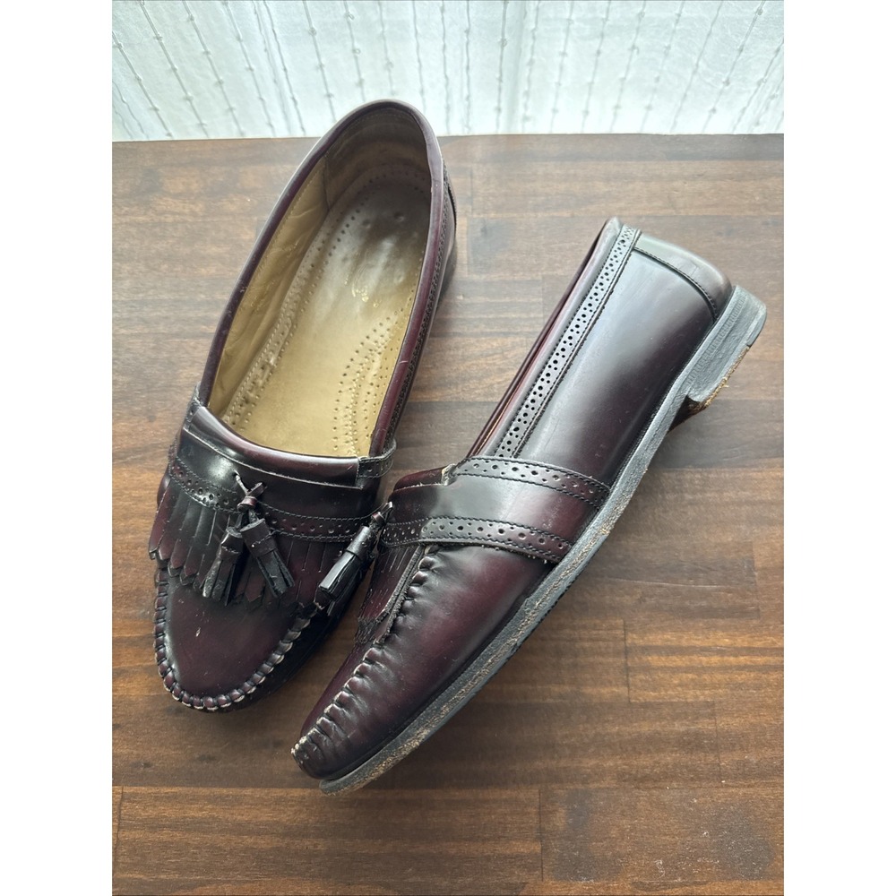 G H Bass Weejuns Mens 9E Oxblood Kiltie Tassel Loafers Leather Burgundy